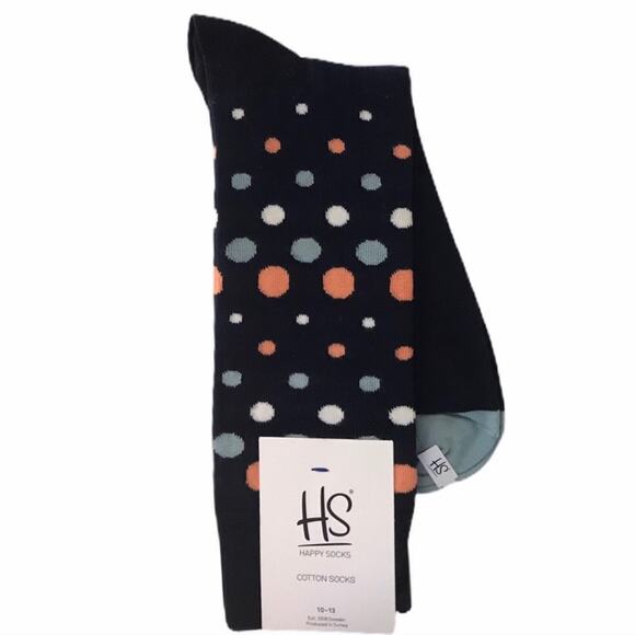 Happy Socks Disco Dot Navy Blue Shoe Size 8-12 - Picture 1 of 4